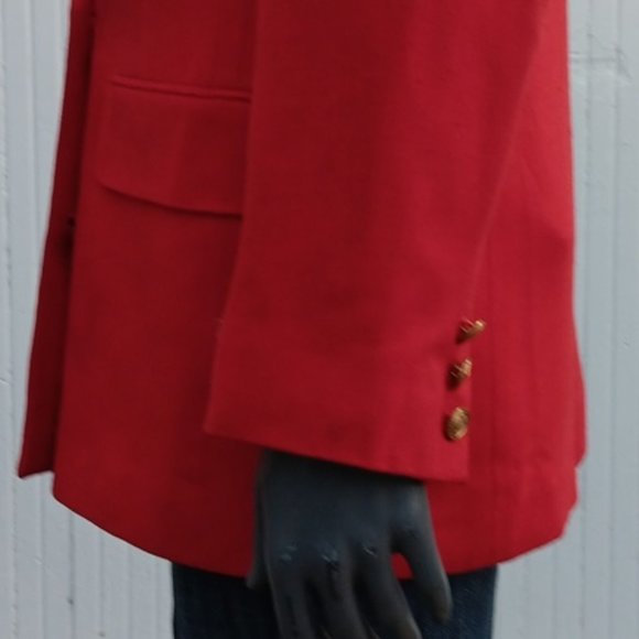 LIZ CLAIBORNE COLLECTION LADIES VINTAGE RED DOUBLE BREASTED GOLD BUTTON BLAZER - Picture 15 of 17